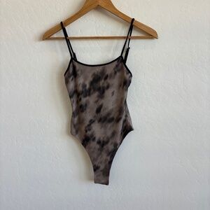H&M mesh thong bodysuit in a tie-dye pattern, Size XXS